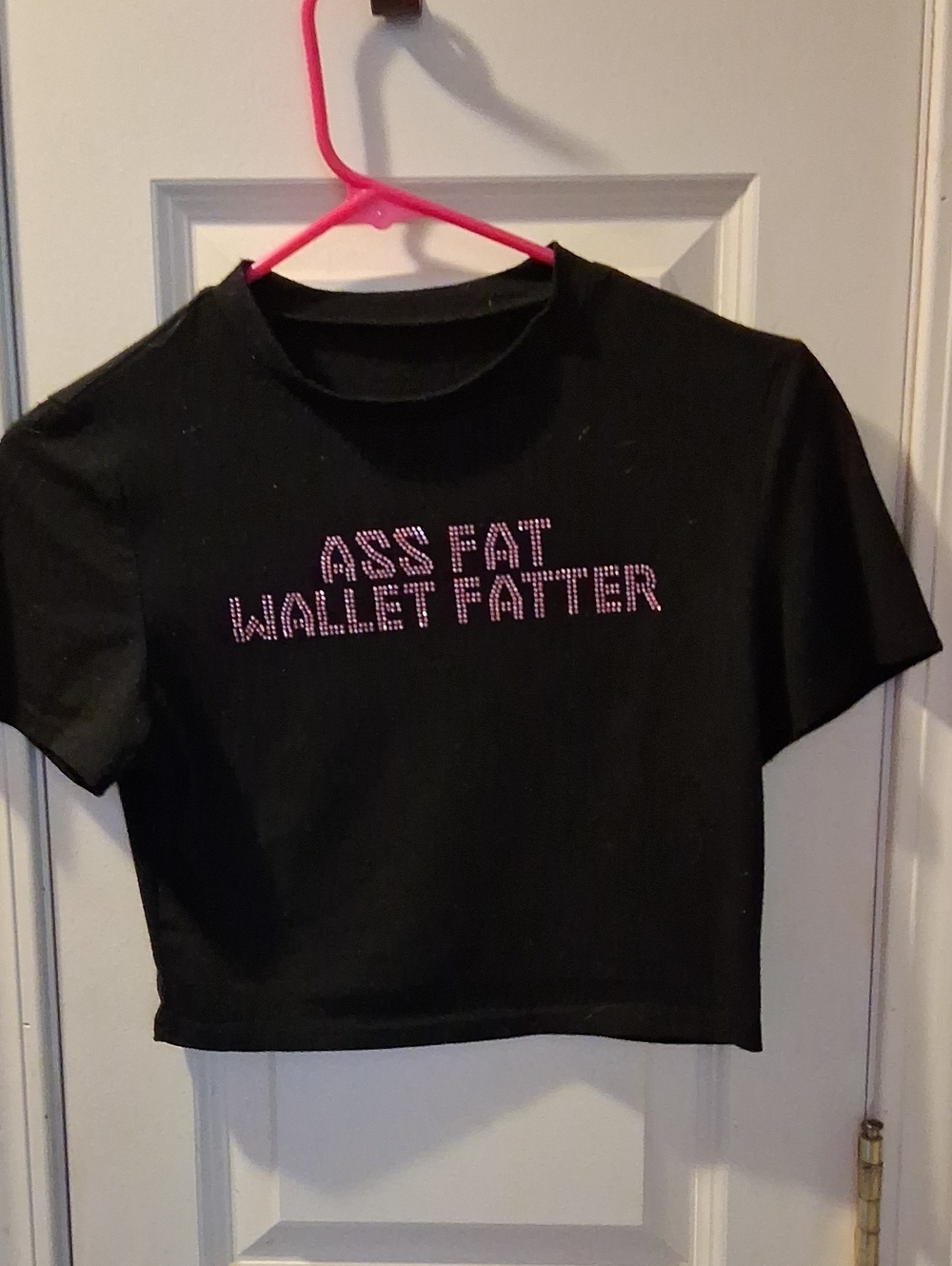 Black Graphic Crop Top - Pink Lettering YOUNG ADULT